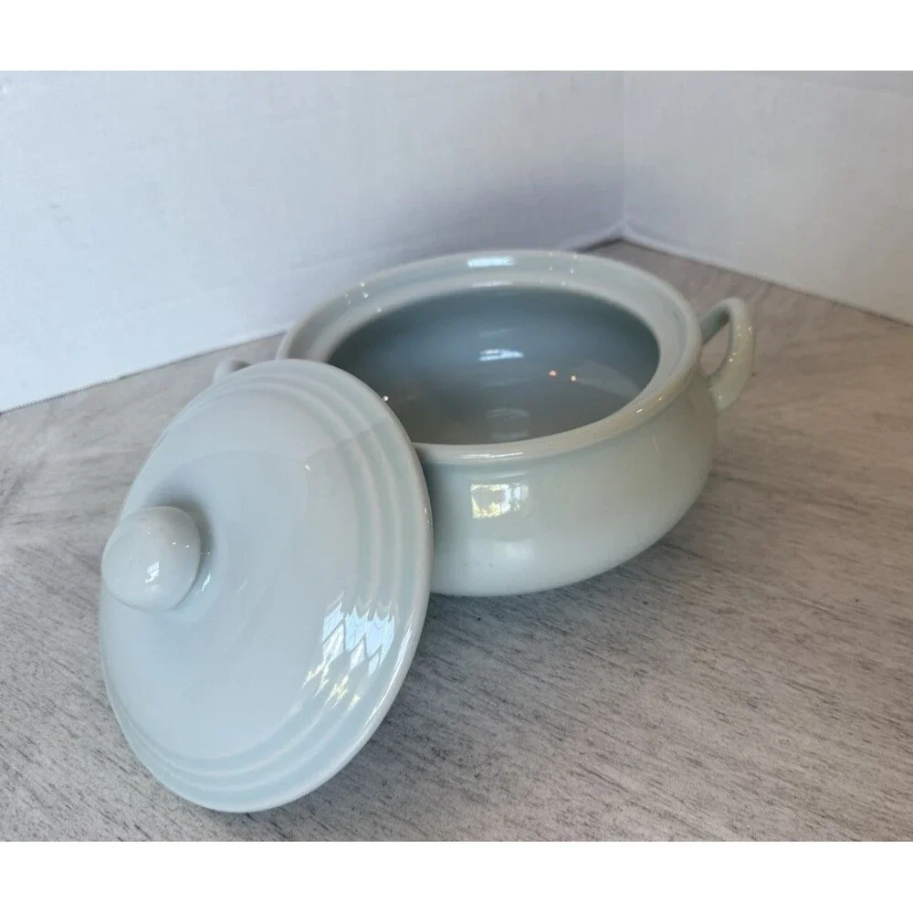 Japanese Celadon Blue-Large Tureen Covered Pot‎ Vintage Signed